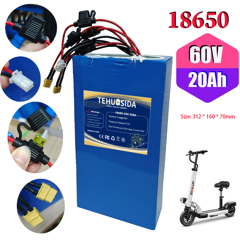 60V 50Ah Electric Scooter Battery - 60V 20Ah 18650 16S6P Bateria de