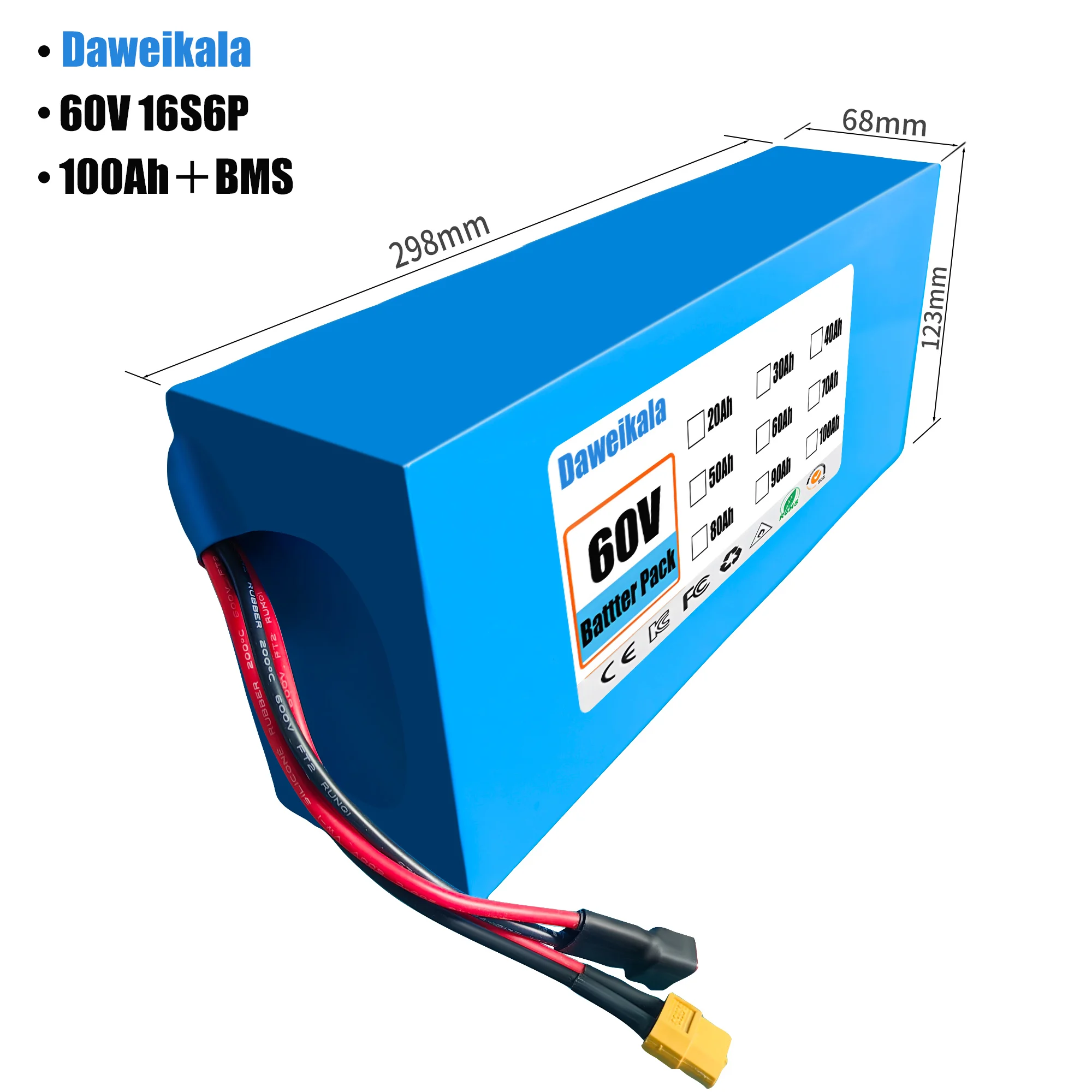Bateria de lítio 60V 100Ah 16S - 60V 50Ah Electric Scooter Battery avaliação e preço